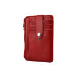 7 Slots Durable Business Card Holder Wallet , Red Color Front Pocket Card Case