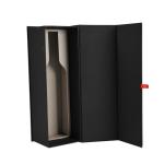 Single Bottle Magnetic Chipboard Gift Boxes For Wine Packaging Full Black