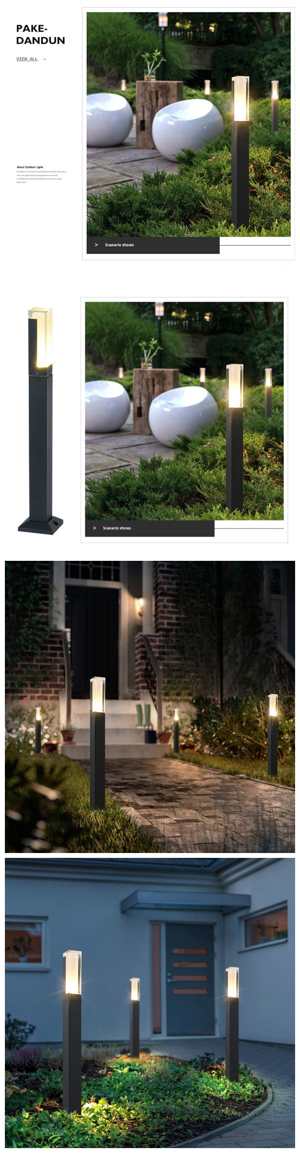 LED 7W IP54 Outdoor LED Garden Lights For Lawn Bollard Type Aluminum Shell