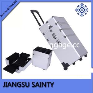 Quality Solid silver diamond ABS rolling beauty case wholesale