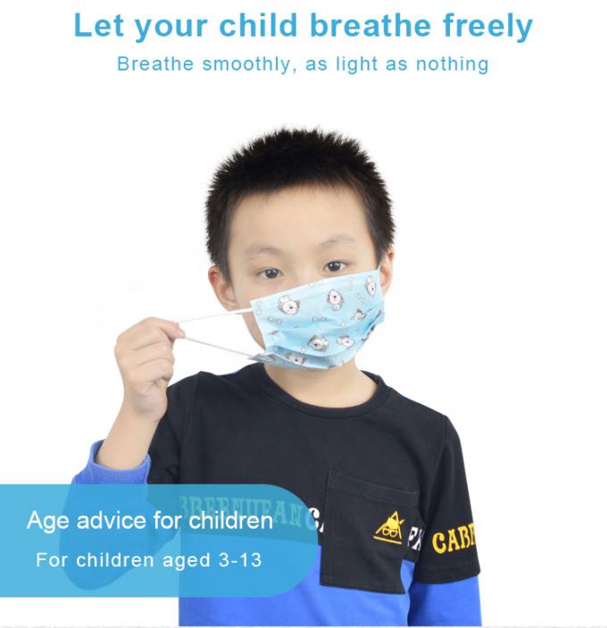 Public Place Disposable Kids Face Mask , Children's Medical Masks Three Layers