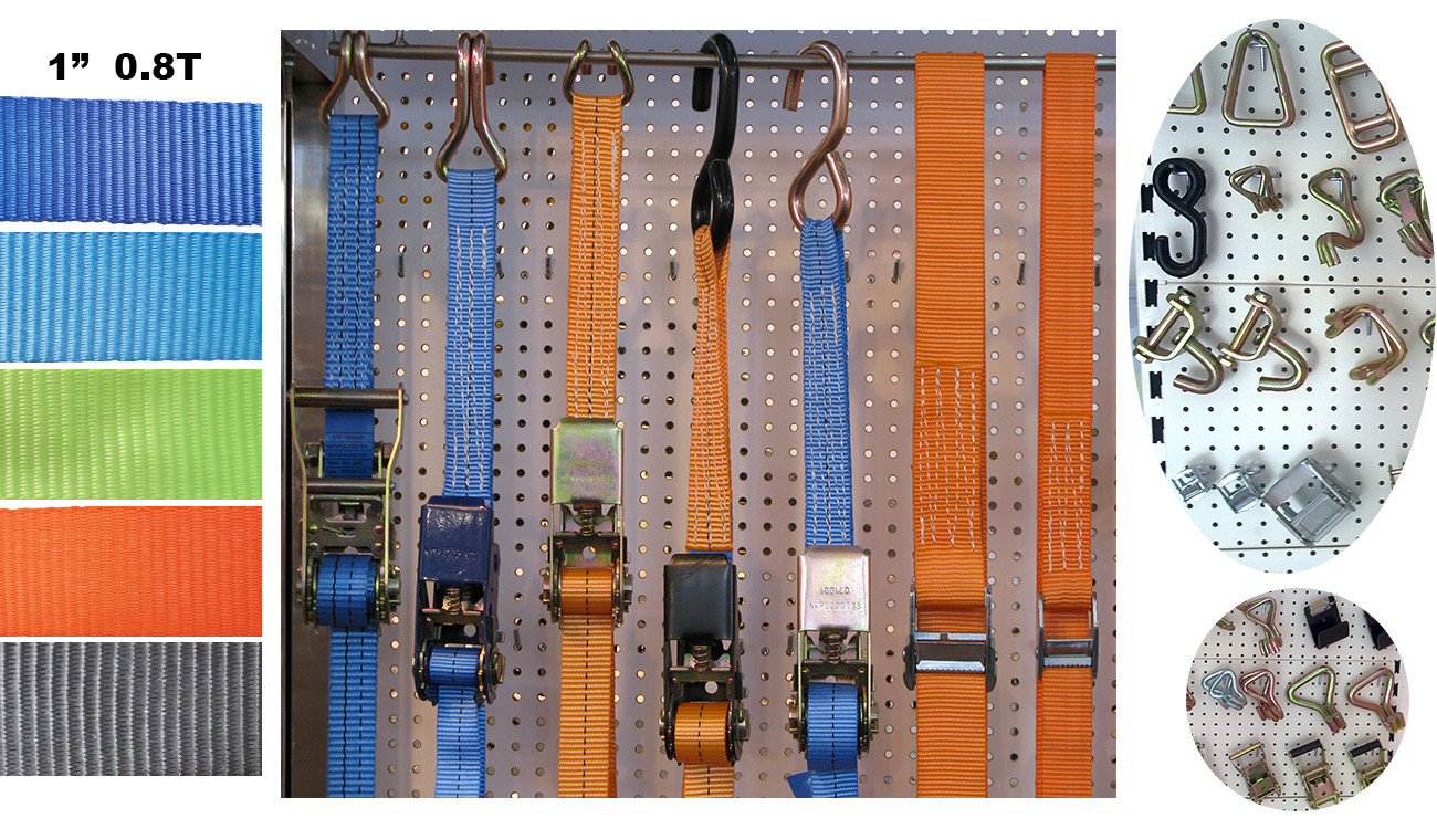 Lashing Belt Ratchet Tie Down Straps With Hooks Wear Resistant Blue Color