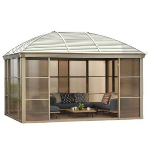 Quality Powder Coated Aluminium Frame Glass Gazebo Sunroom With Galvanized Top wholesale