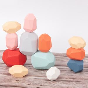 Quality Rocks 190g Baby Building Blocks Wooden Stones Sets Montessori wholesale