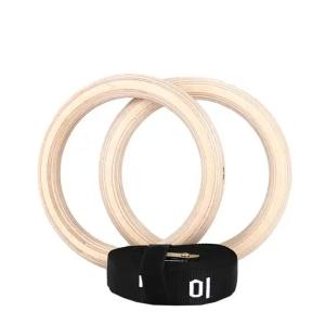 Quality Custom logo Fitness Strength Training Wooden Gym Ring with Adjustable Nylon Straps wholesale