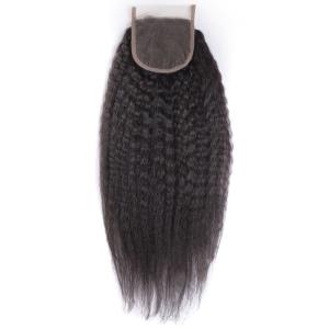 Quality 4x4 Closure With Baby Hair Indian Kinky Straight Closure Full Hand Tied Brown Swiss Lace wholesale