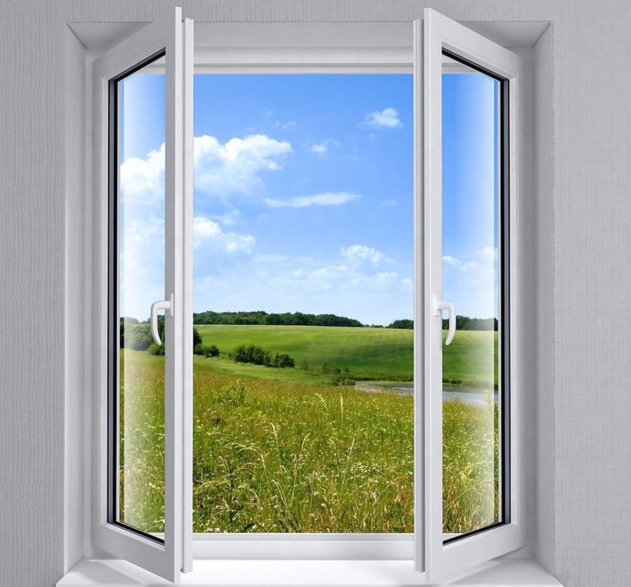 Tempered Glass White UPVC Casement Glass Window Anti UV Wind Resistant European Style