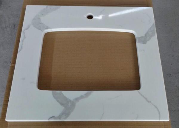 22" Wide Calcutta Quartz Bathroom Vanity Tops Anti - Stain Quartz Tile