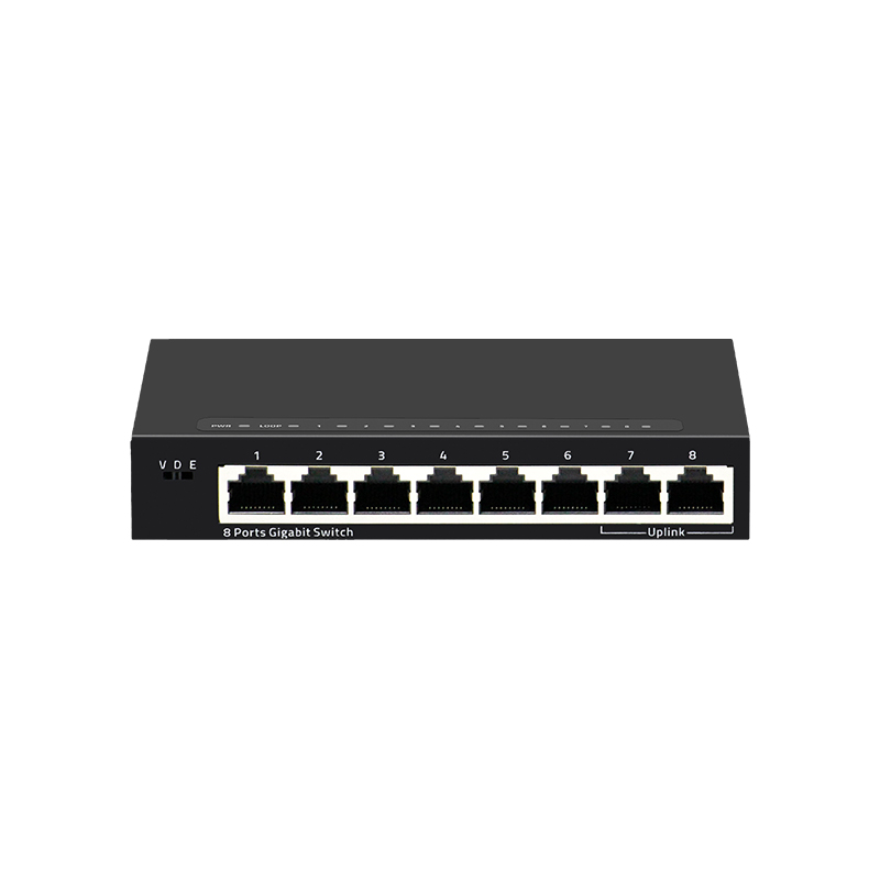 8-Port Gigabit Ethernet Network Switch with PoE QoS SNMP VLAN Functions FCC Certified and 10G Capacity Stackable Hub