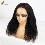 4*4 Frontal Lace Virgin Human Hair Natural Black Curl Wigs With Anti Slip Strips