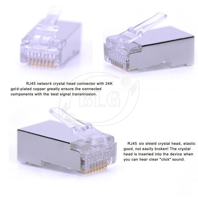 Shielded Rj45 Cat6 Network Cable Accessories For Stranded Wire Solid
