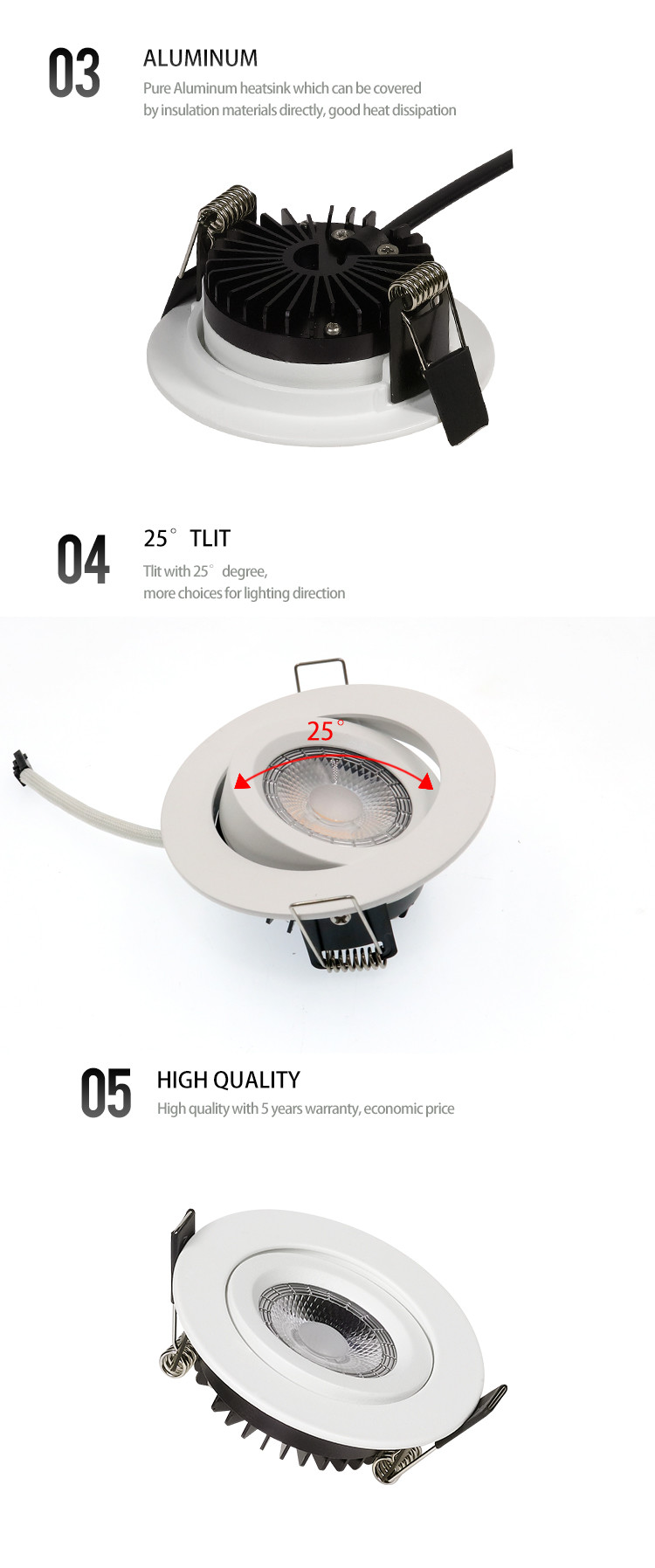 ROHS 4W LED Downlight Slim LED Downlight Die Casting Aluminum Housing