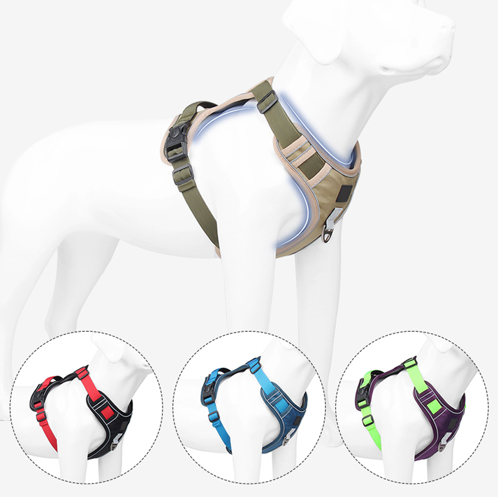 Reflective Breathable No Pull Dog Vest Harness Black Oxford Cloth