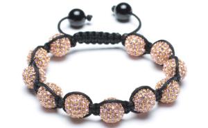 Quality Adjustable Shamballa Bracelet, Pink Rhinestone Ball wholesale