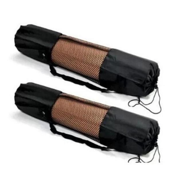 Black Yoga Mat Carry Bag Exercise Fitness Carrier Nylon Mesh Center Adjustable