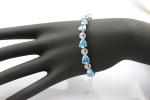 Sterling Silver Created Blue Topaz Clear CZ Diamonds Tennis Bracelet(B02BLUE)