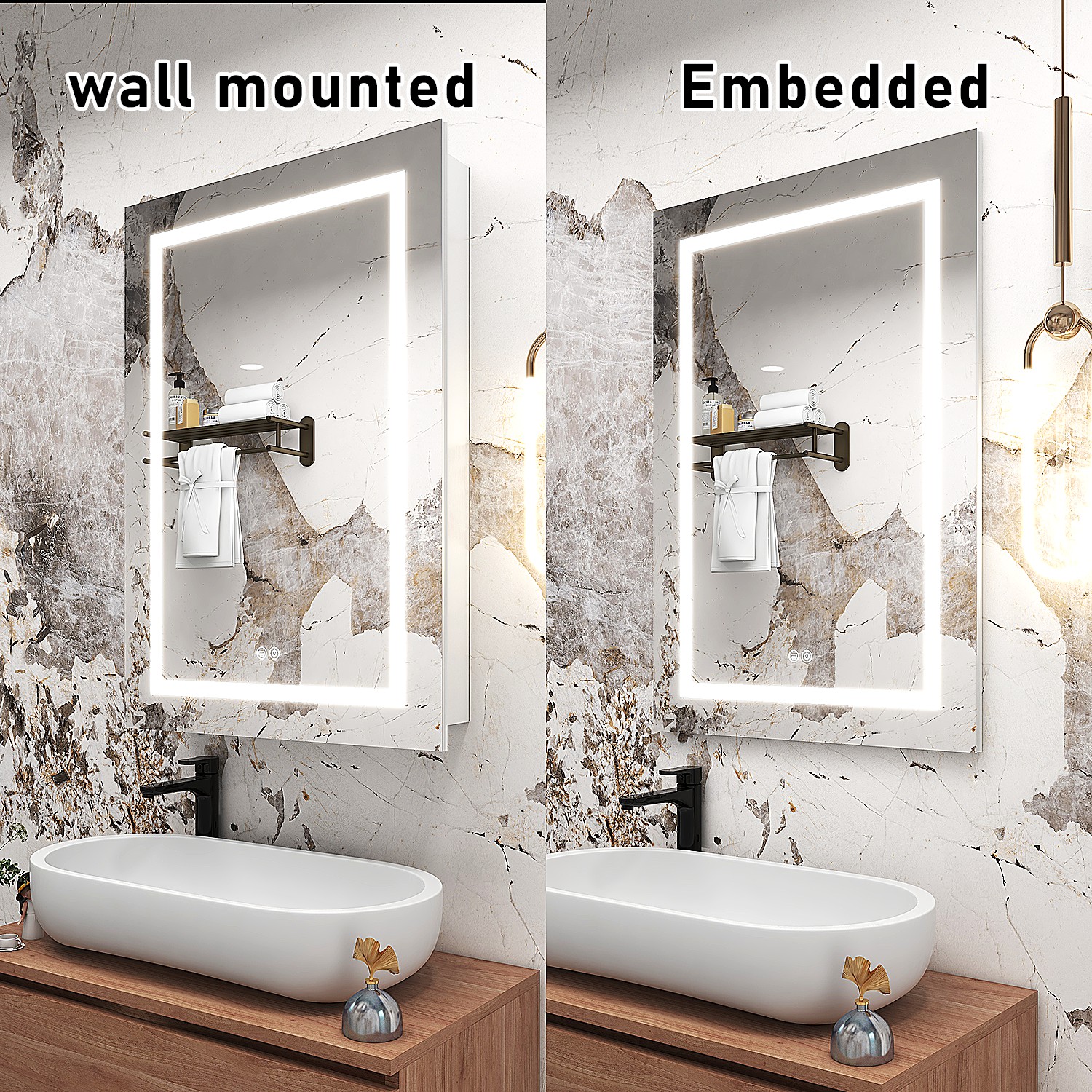 Personalized LED Mirror Medicine Cabinet Shatter Resistant Easy Maintenance