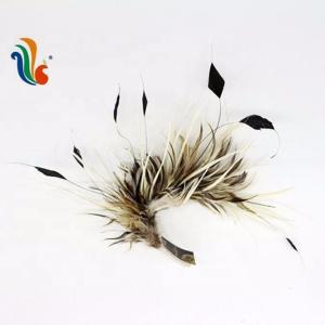 Quality 15*30 cm Goose Feather Millinery Supplies with Stripped Coque and Hackle Flower Mount wholesale