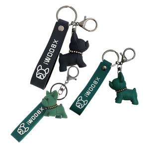 Quality PU Key Chain Ornaments , Resin pitbull dog keychain Electroplated 0.02kg wholesale