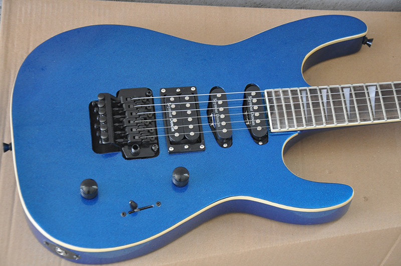 Metallic Blue Set In JS Electric Guitar with Floyd Rose,24 Frets,White binding Body