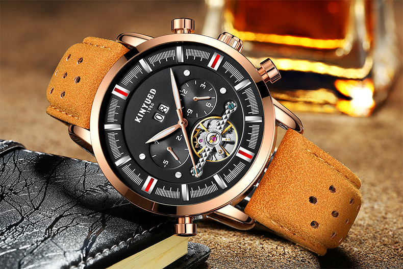 Online Shopping free shipping luxury brand tourbillon leather men watches in wristwatches automatic mechanical watch
