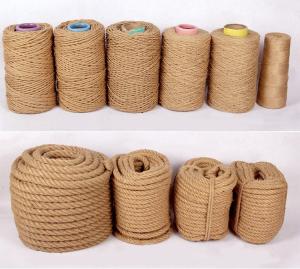 Quality 6mm 8mm 12mm Natural 100% 3/4 Strand Twisted Jute Rope with Length 30/100/200/220m wholesale