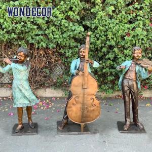 Quality Custom Life Size Bronze statues of partners playing instruments together wholesale