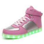 Durable Light Up High Top Sneakers , Aqua And White High Top Led Shoes