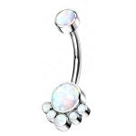 10mm 14G Titanium Piercing Jewelry Blue Synthetic Opal Stone