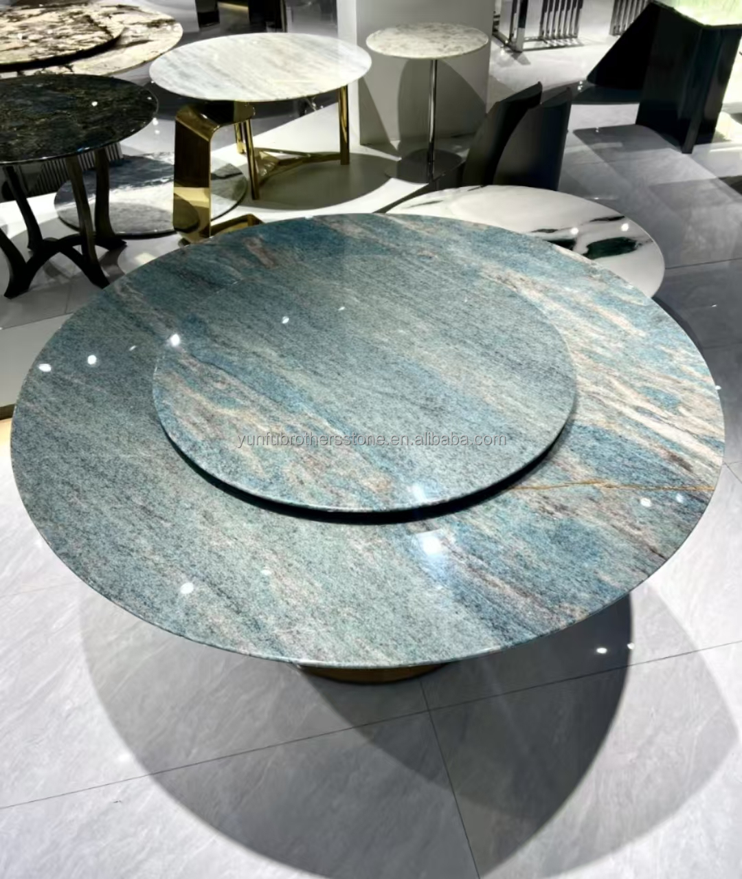 Amazon Blue Luxury Stone Polished Slab for Villa and Hotel Interior Design Inspiration