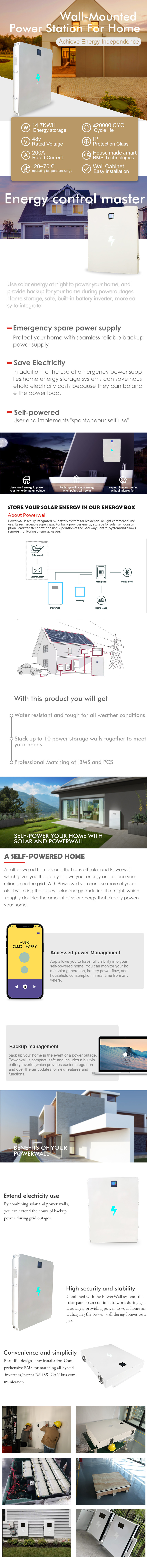 5kwh 10kwh 15kwh Solar Panel Powerwall Battery 48V Practical For Home