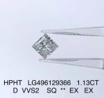 Princess synthetic CVD Hpht Lab Grown Diamonds 1.13 Ct D Color VVS2 EX