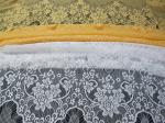 Decorative Eyelash Nylon Lace Fabric Scalloped Yellow Polyamide for Night Dress