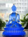 Oriental Traditional Liuli Sapphire Vivid Crystal Buddha
