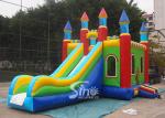 Lead Free PVC Tarpaulin Inflatable Bouncy Castles , Rainbow Castle Slide