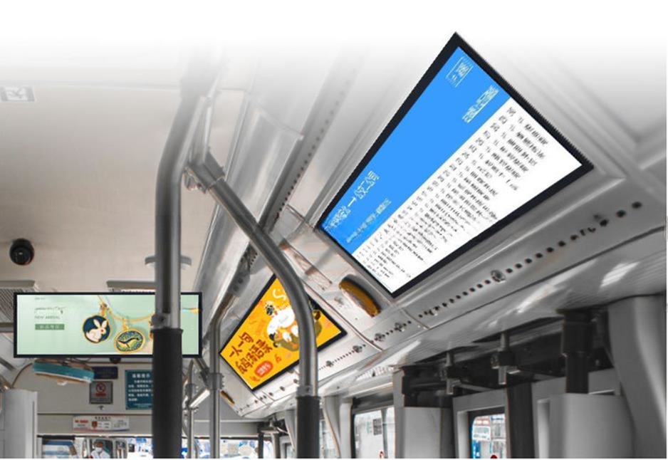 Vehicle 36.6/37/38 Inch Stretched LCD Display Bar For Bus Metro Train Coach