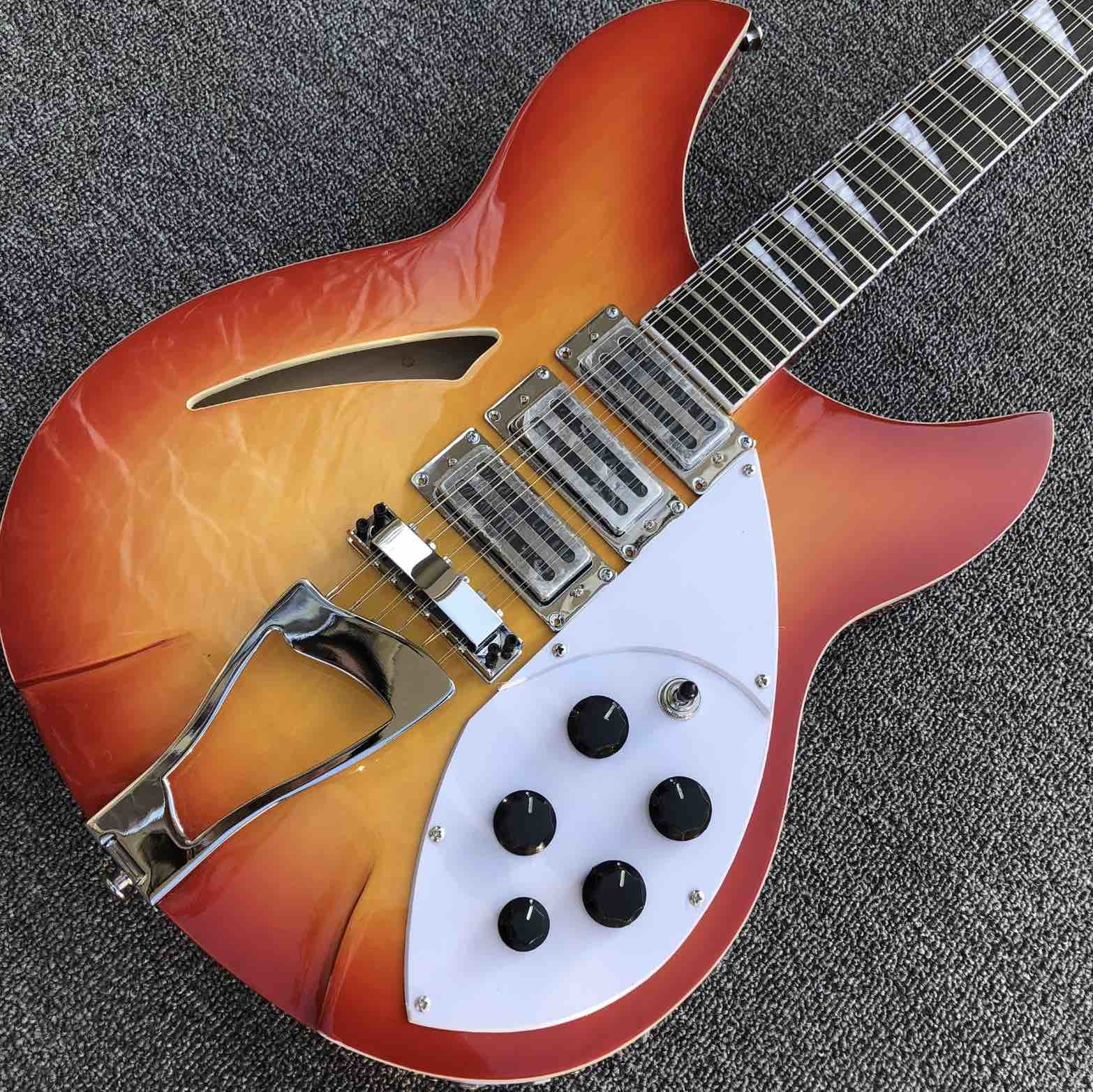 Orange burst 12 strings Ricken 360 model Electric Guitar,Factory custom hollow body Rick Jazz Guitar