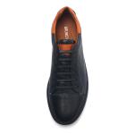 Cow leather Upper Dark Blue Lace Up Sneakers For Mens