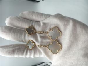 Quality Van Cleef Earrings With 2 Motifs , 18k Yellow Gold Van Cleef Mother Of Pearl Earrings wholesale