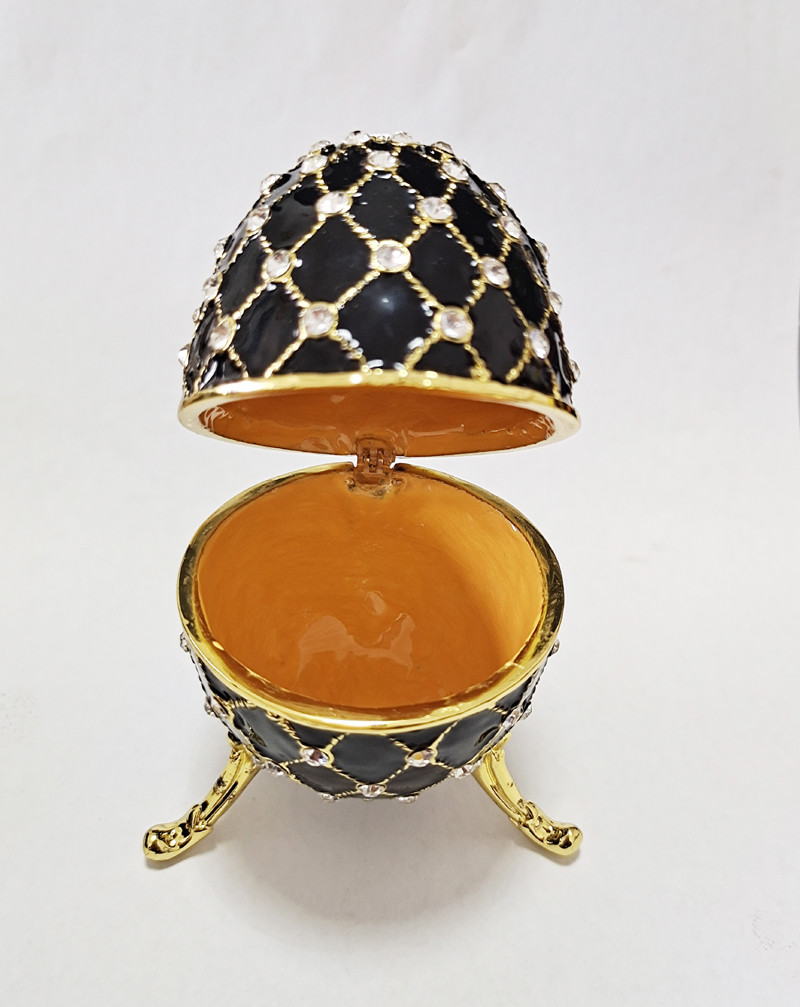 Luxury Faberge Easter Egg Decorative Earring Ring Trinket Holder Box Hand Painted Faberge Egg Style Hinged Jewelry