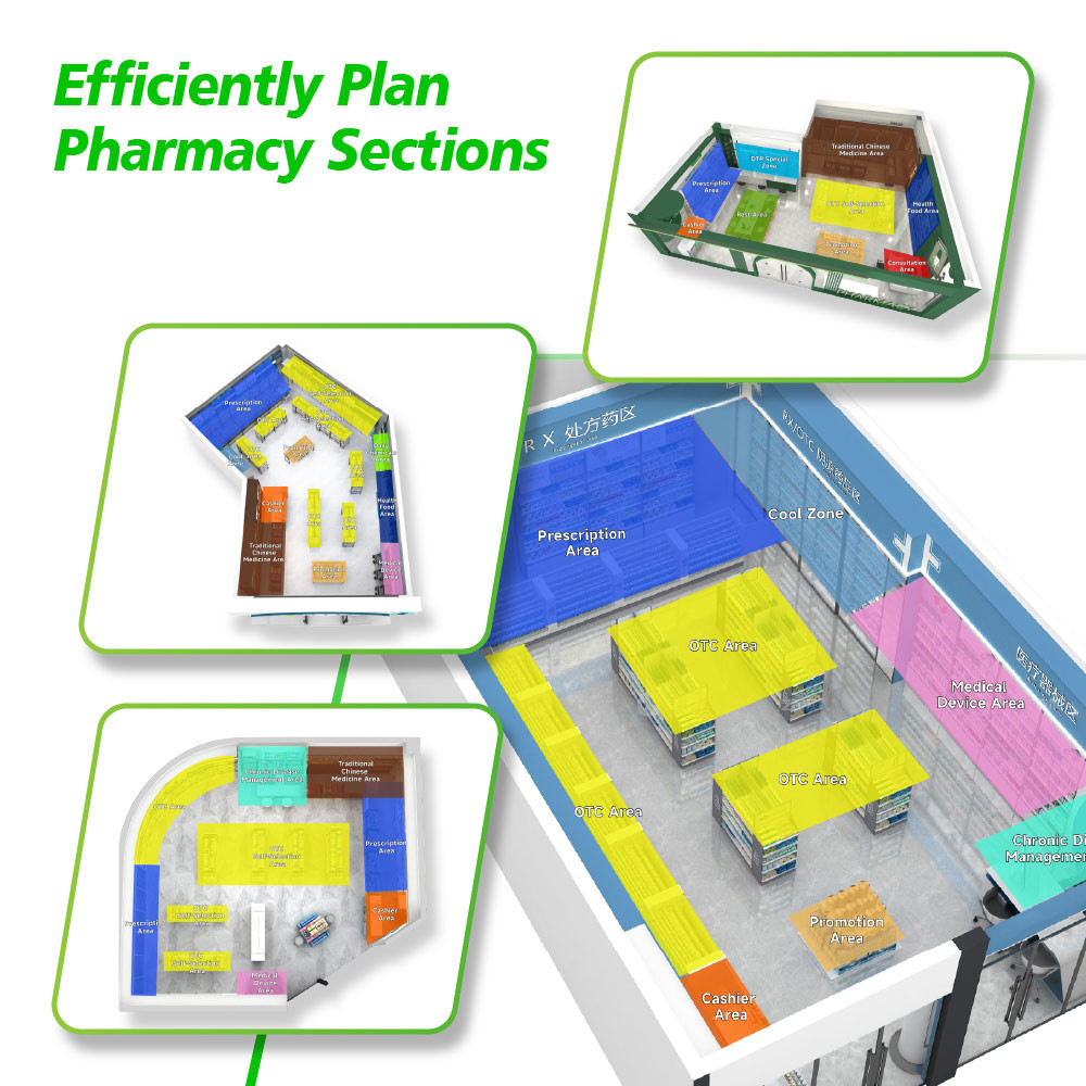 JYaS-YS-04 Professional Medical Style Health Supplement Zones Cash Register with White Glossy Boards and Secure Locking Mechanism