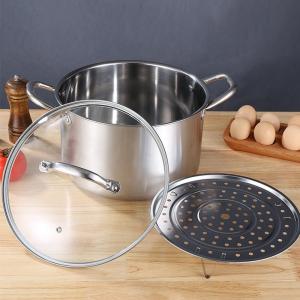Quality Wholesale TOP Seller Kitchen Silver 3 PCS Soup Pots Big Steamer Pot Deep Steaming Pot For Cooking wholesale