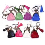 Engraved Logo Black Coin Purse Keychain , Lightweight Black Wallet Keychain