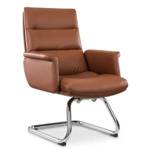 Quality Ergonomic Office Chair Flexible Chrome Wheel Convenient Pu Leather Swivel Boss Manager Staff Modern Revolving Chair ﻿ wholesale