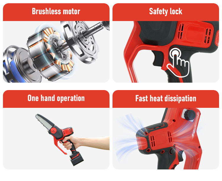 21V 6in Mini Batterie Power Electricity Cordless Lightweight Chainsaw One-Hand