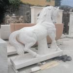 Marble Horse Statue White Stone Carvings Life Size Animal Sculptures Handcarved