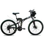 Blue Folding Full Suspension Electric Mountain Bike 26 Inch Wear Resistant