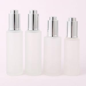 Quality 30ml Custom Clear frosted glass bottle With Pressure Dropper Cosmetic Skincare wholesale