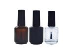 Round Shape Empty Glass Nail Polish Bottles , Black UV Gel Nail Polish Bottle