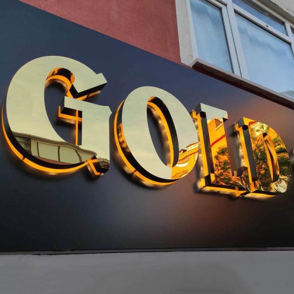 Outdoor Customized Business Logo Advertising Acrylic Board 3D Metal Backlit